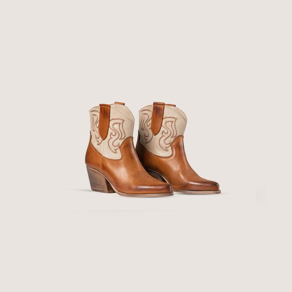 NEW KALI SHOES women's texani bradley leather boots in brown/ beige